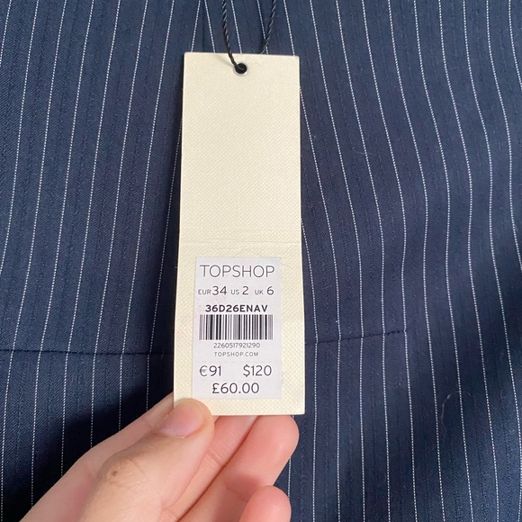 NWT TOPSHOP Navy Pinstripe Mini Dress - Picture 4 of 4